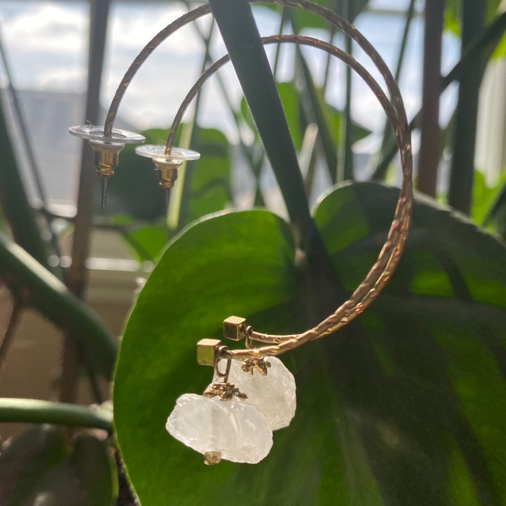 ✨BRAND NEW✨ Quartz Crystal Hoop Earrings